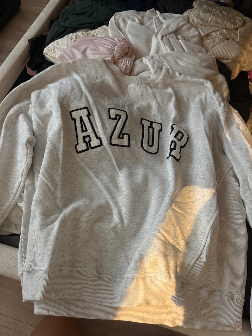 AZUR Light Gray Women's Crewneck Sweatshirt